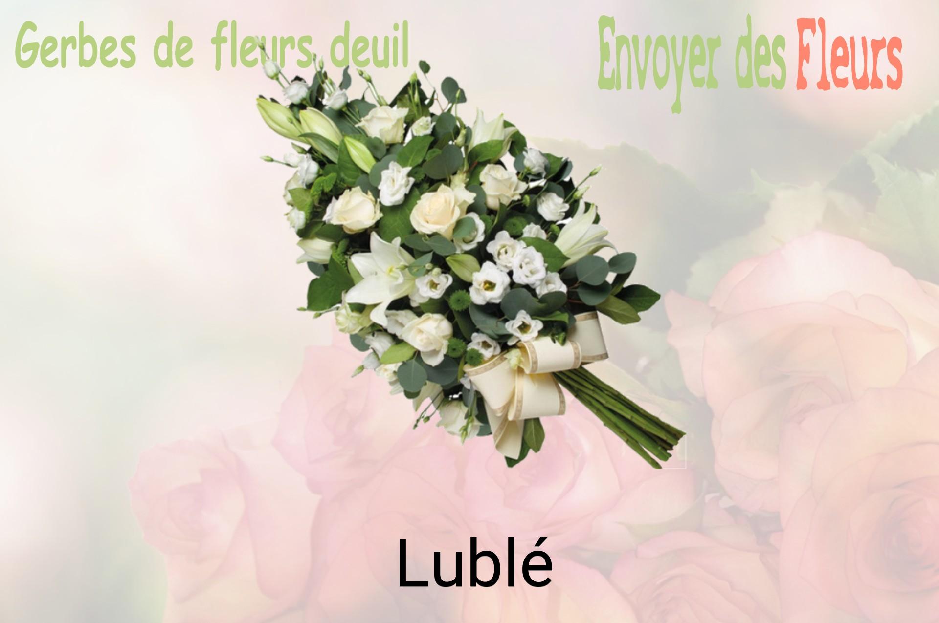 Gerbe de fleurs de deuil livrée à Lublé